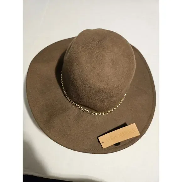 NWT Steve Madden olive green wool-chain band/ Wide-brim fedora/rancher-style hat Anderson Olive | Green Packable Wide Brim Fedora – Will  main image 3